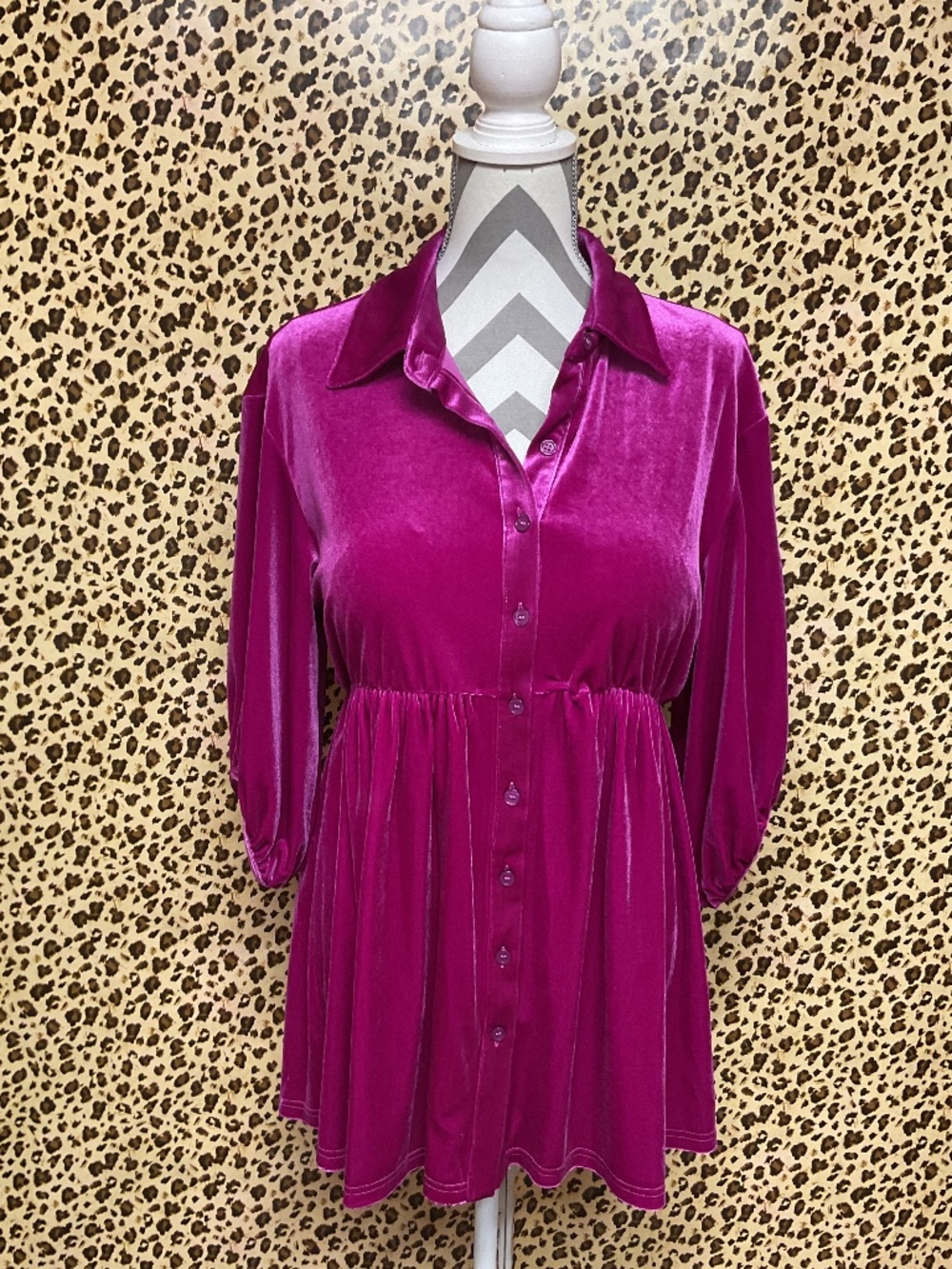 Magenta velvet shirt Button up